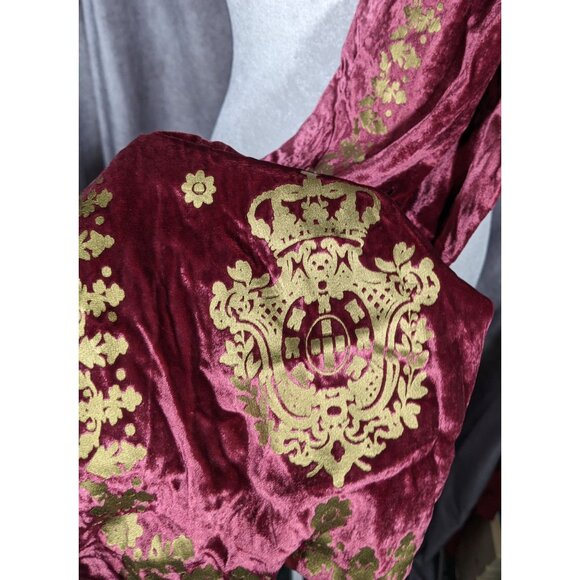 The Met Burgundy And Gold Velvet Royal Crest Scarf - Picture 11 of 13